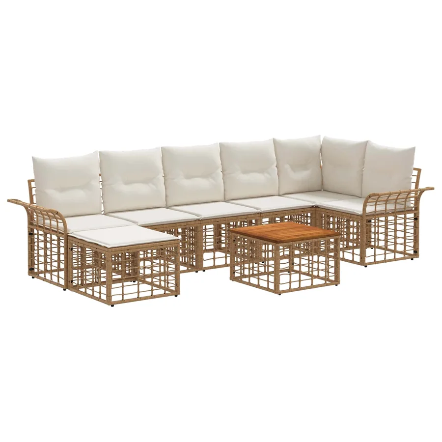 Ensemble de canapés d'extérieur 8 pcs Blanc Naturel et Crème - 2