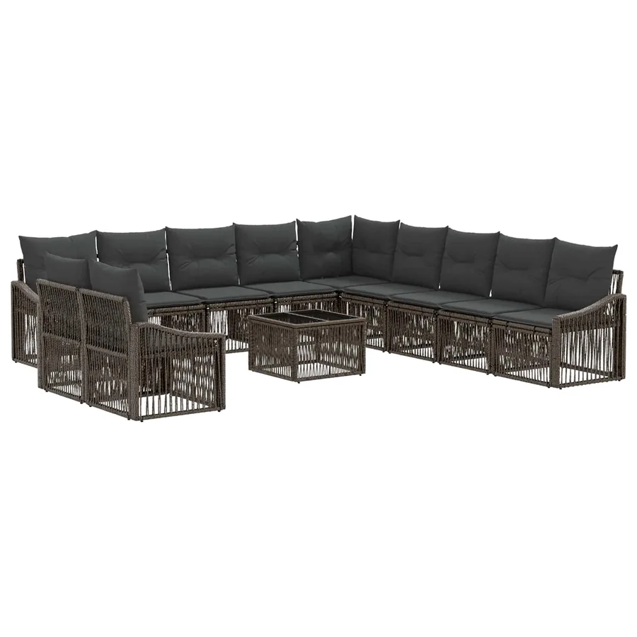Ensemble de canapé de jardin 12 pcs Gris polyrotin - 2