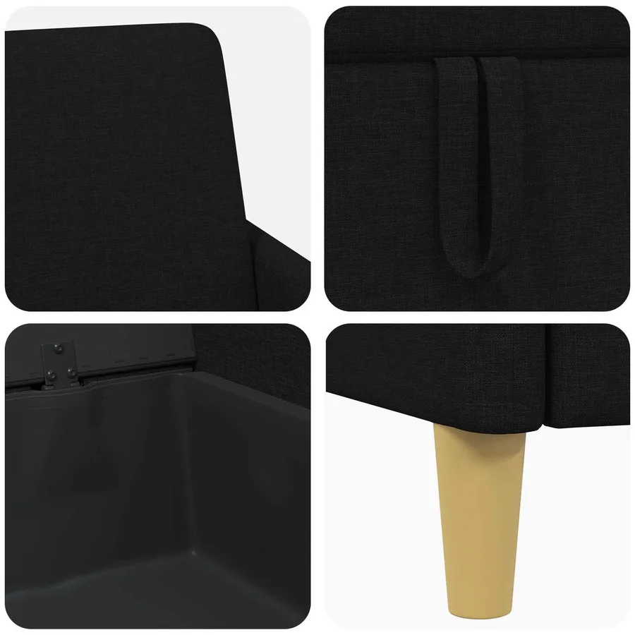 Canapé avec rangement 2 pcs Noir Polyester - 5