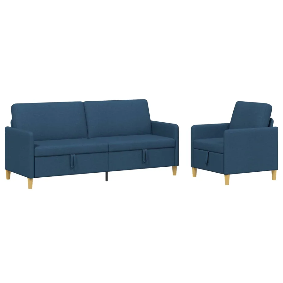 Canapé avec rangement 2 pcs Bleu Polyester - 2