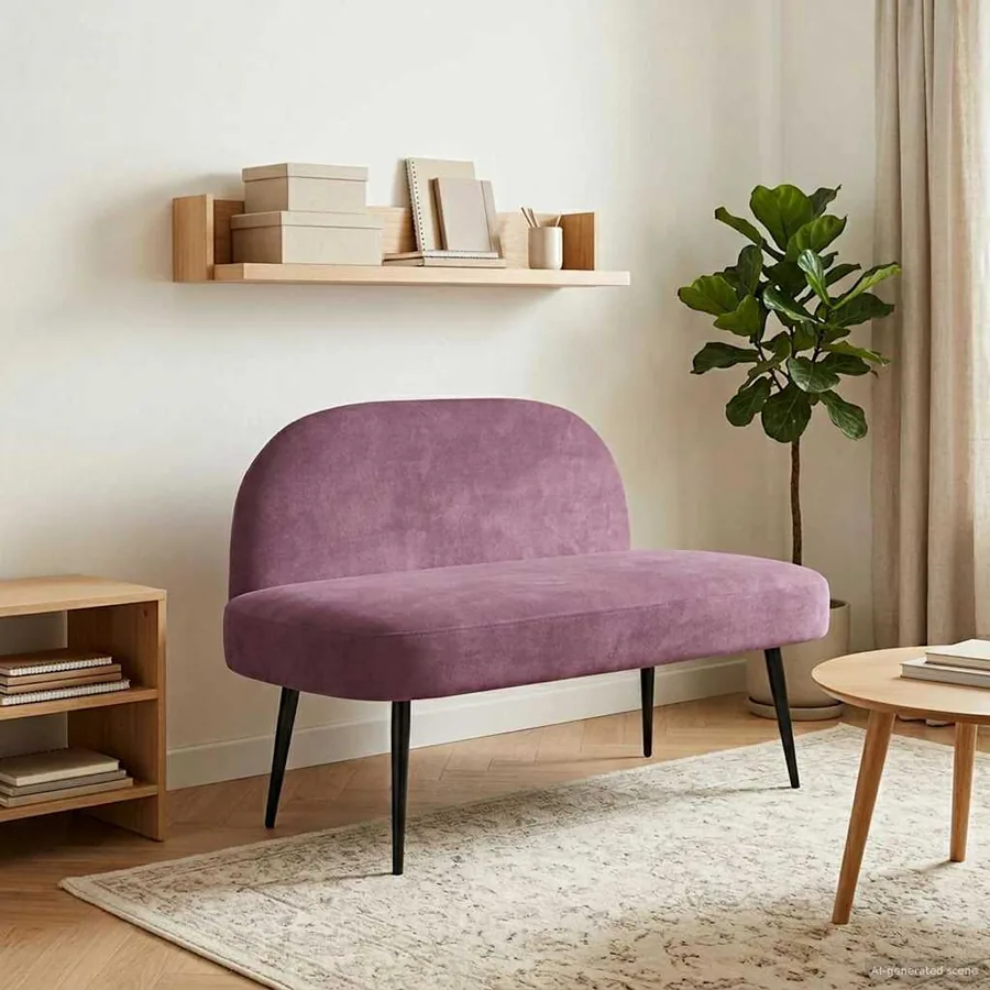 Banc rembourré avec dossier Pourpre 110 x 60 x 76 cm Velours