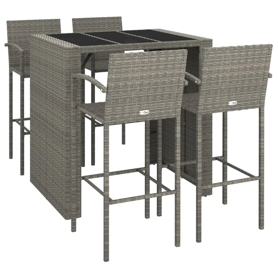 Ensemble de bar de jardin 5 pcs gris résine tressée - 3