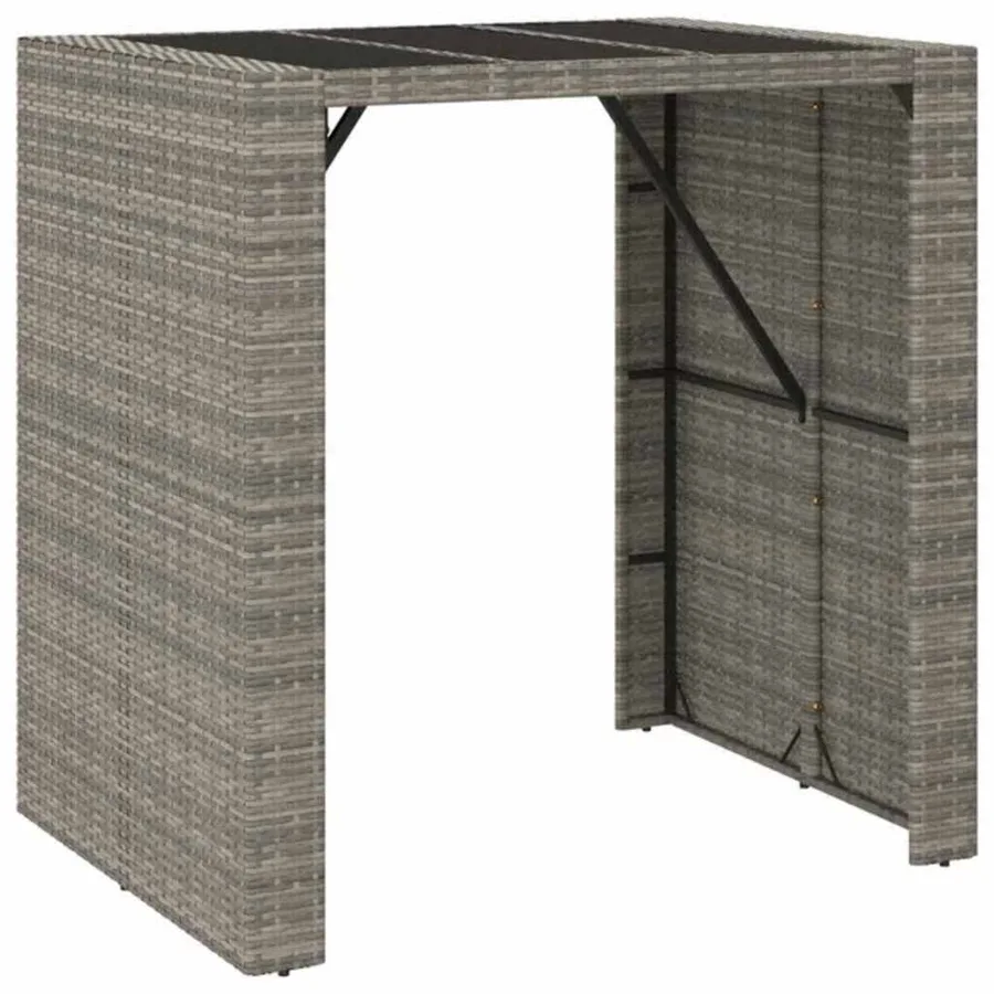 Ensemble de bar de jardin 5 pcs gris résine tressée - 6
