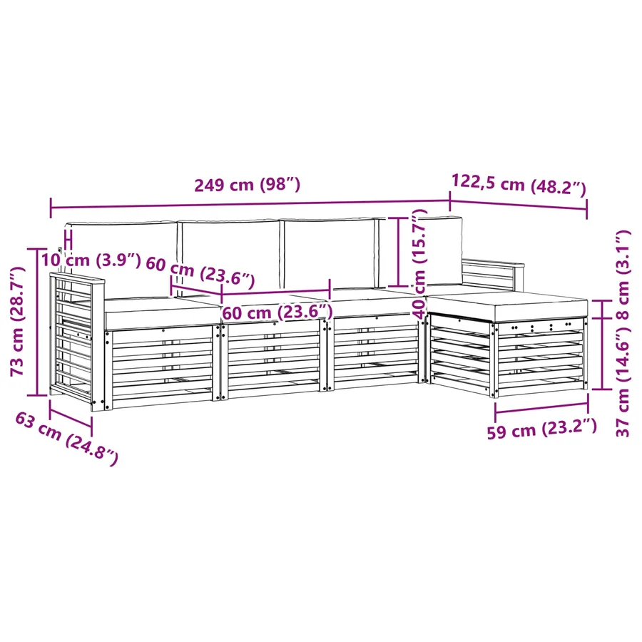 Ensemble de canapés d'extérieur 5 pcs Blanc et Beige Polyester - 6