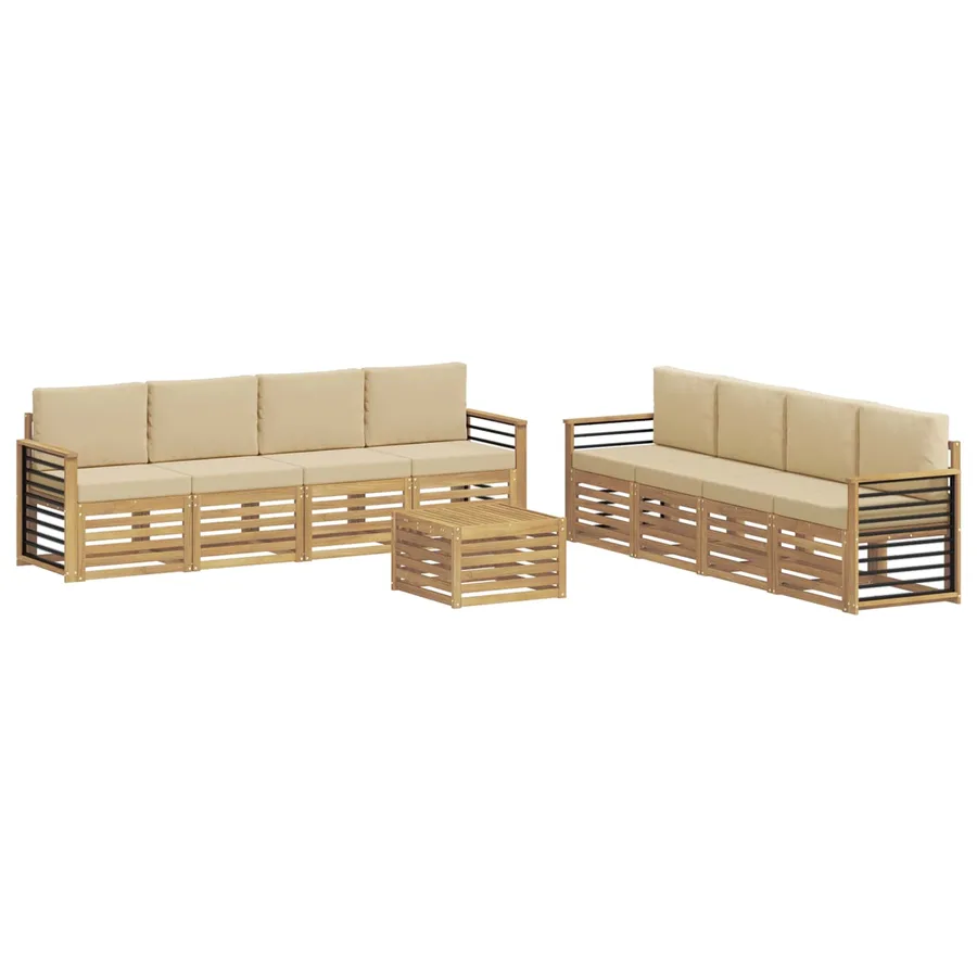 Ensembles de canapés 9 pcs Blanc et Beige Polyester - 2