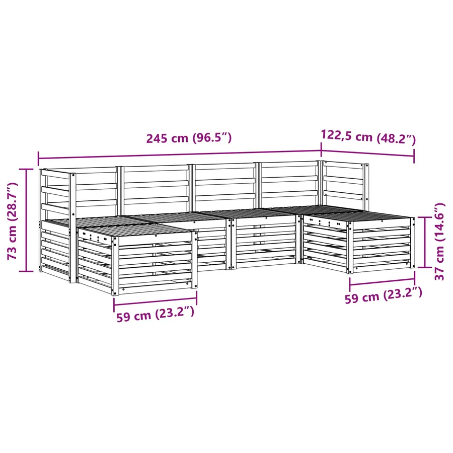 Ensembles de canapés 6 pcs Blanc Bois d'Acacia Massif - 7