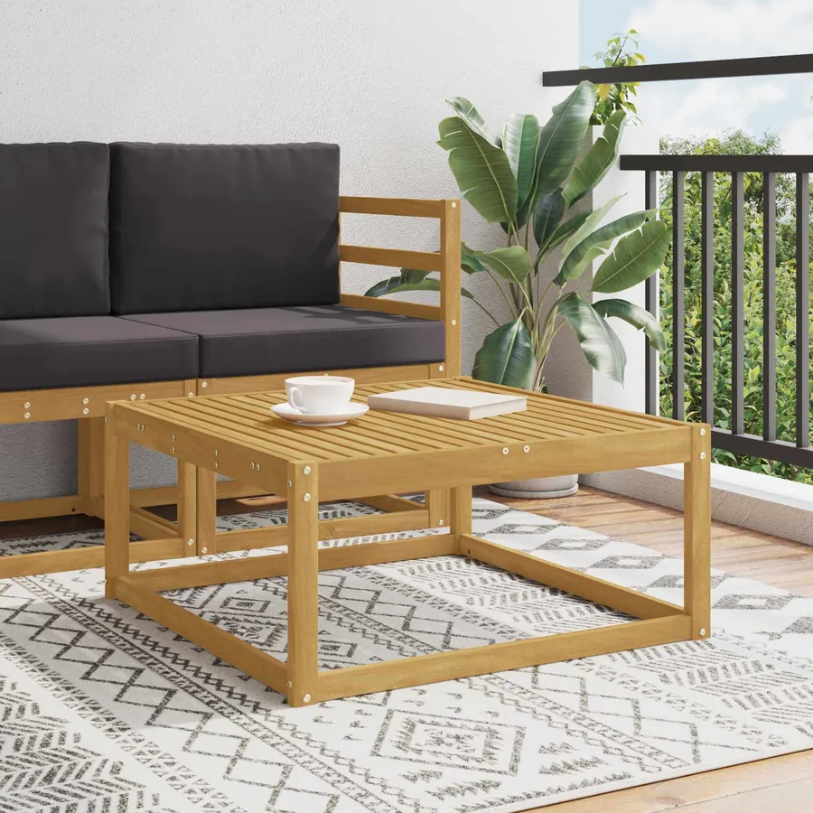Pouf d'Extérieur Bois d'Acacia Massif Blanc 79 x 79 x 37 cm