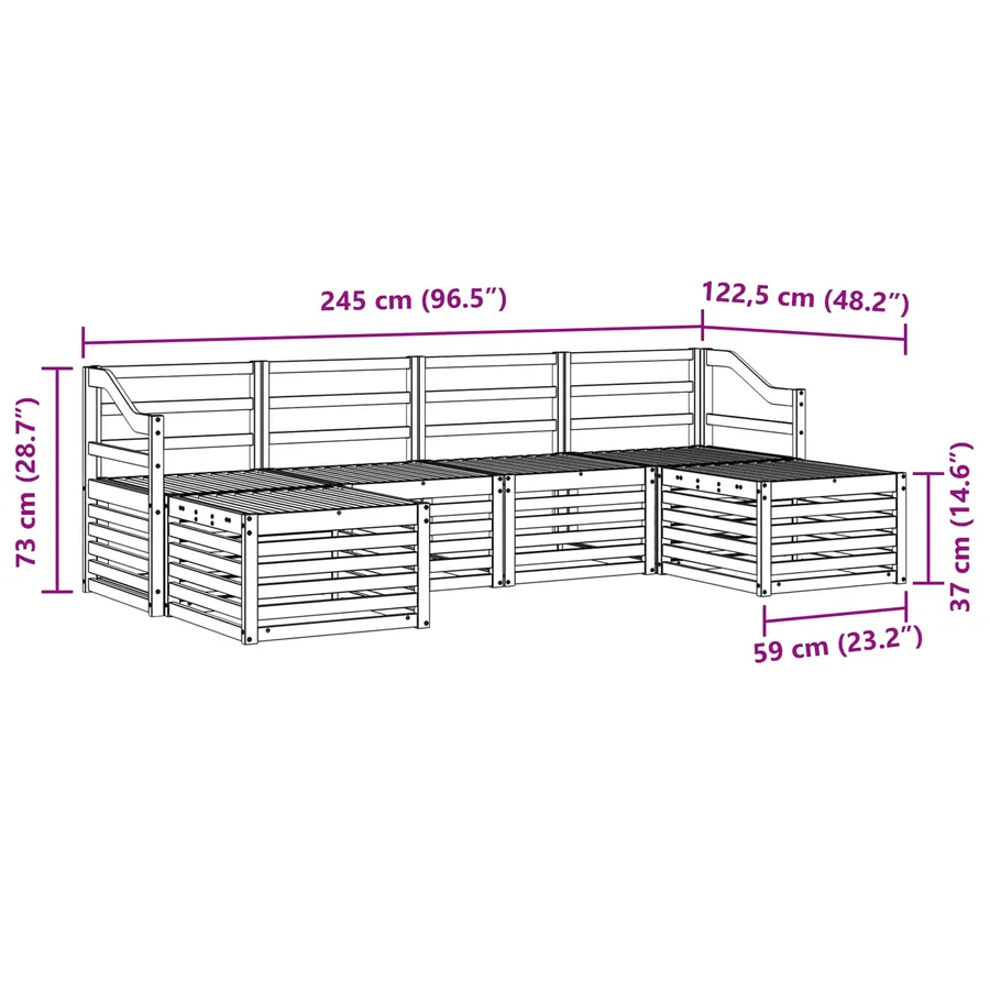 Ensembles de canapés 6 pcs Blanc Bois d'Acacia Massif - 7