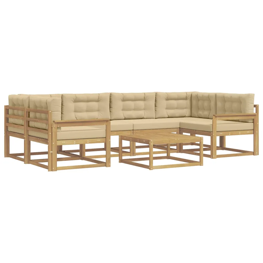 Ensemble de canapés d'extérieur 5 pcs Blanc et Beige - 2