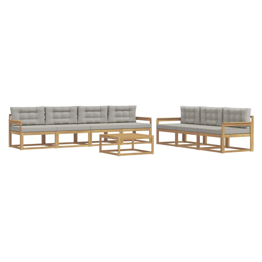 Ensemble de canapés d'extérieur 7 pcs Blanc et gris clair - 2