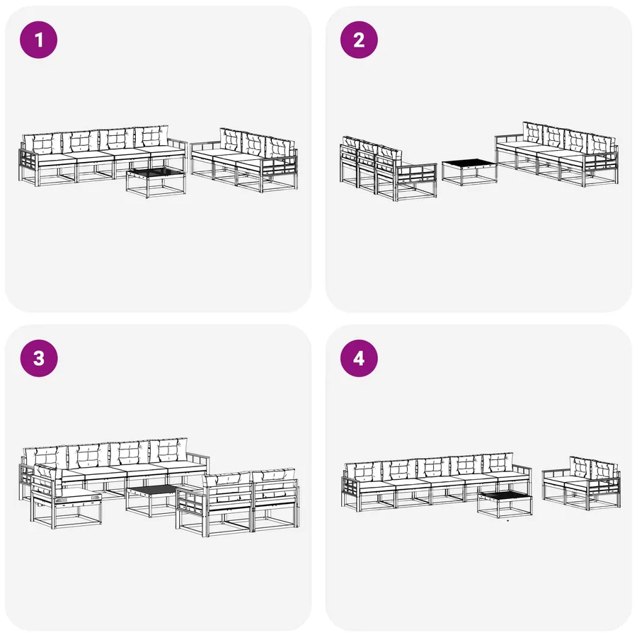 Ensemble de canapés d'extérieur 7 pcs Blanc et anthracite - 6