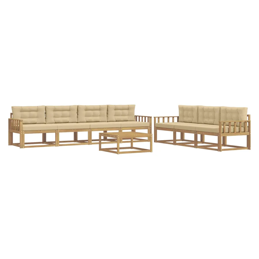 Ensemble de canapés d'extérieur 7 pcs Blanc et Beige - 2