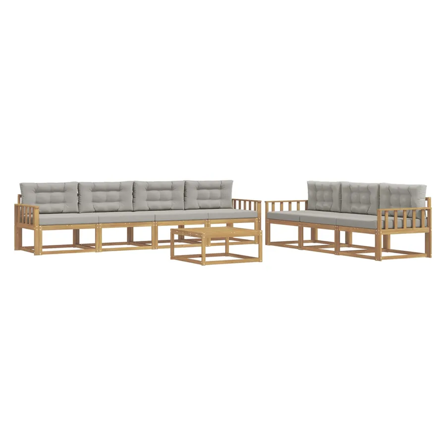 Ensemble de canapés d'extérieur 7 pcs Blanc et gris clair - 2
