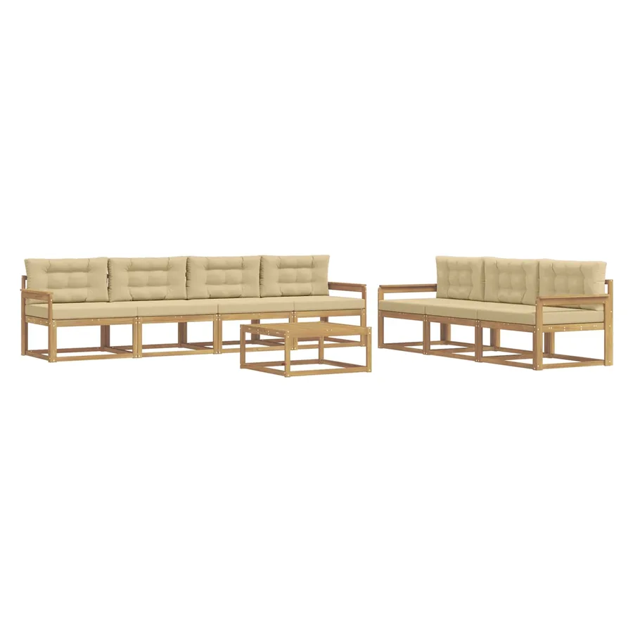 Ensemble de canapés d'extérieur 7 pcs Blanc et Beige - 2