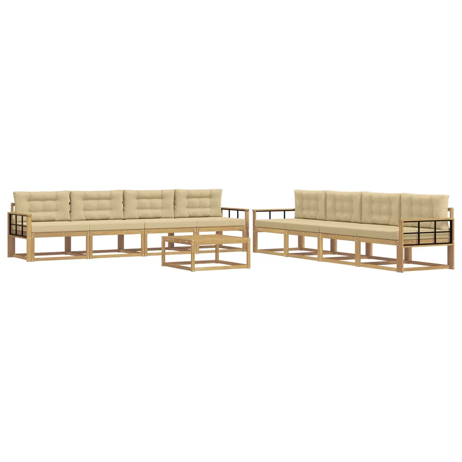 Ensemble de canapés d'extérieur 9 pcs Blanc et Beige - 2