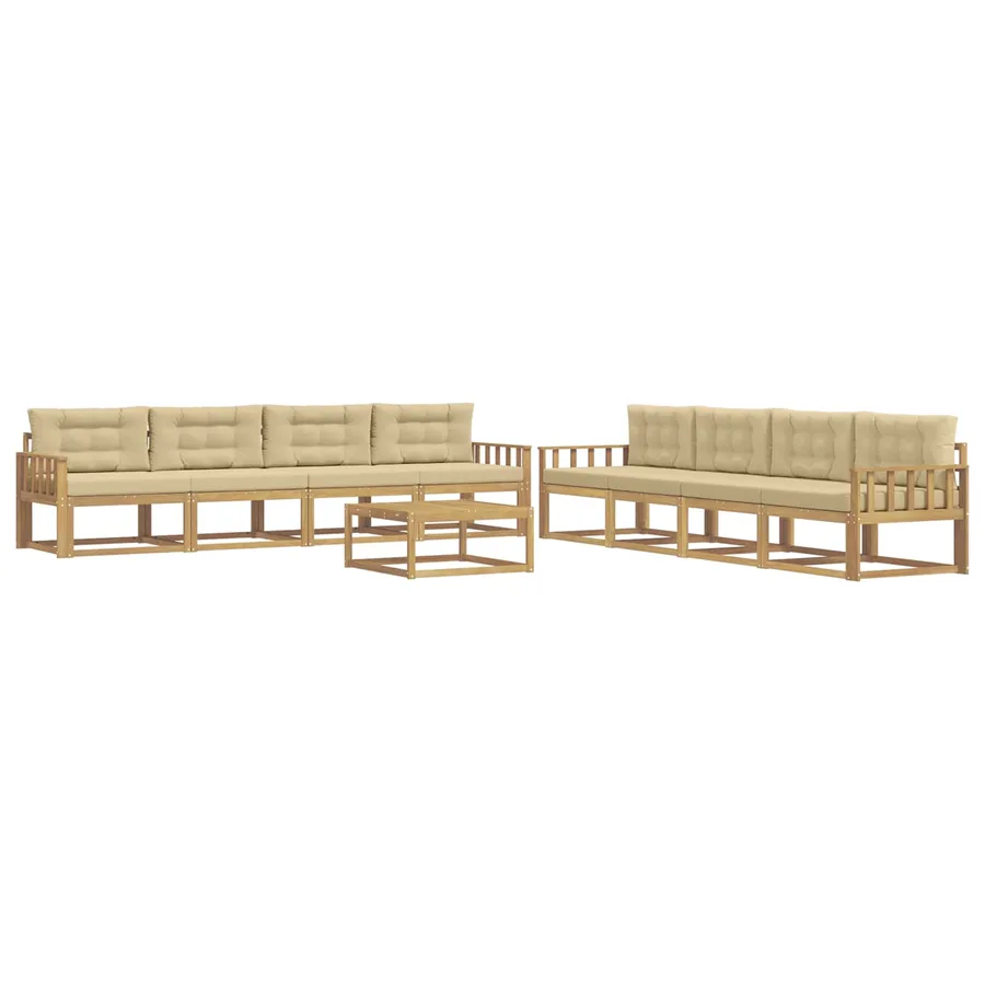 Ensemble de canapés d'extérieur 9 pcs Blanc et Beige - 2