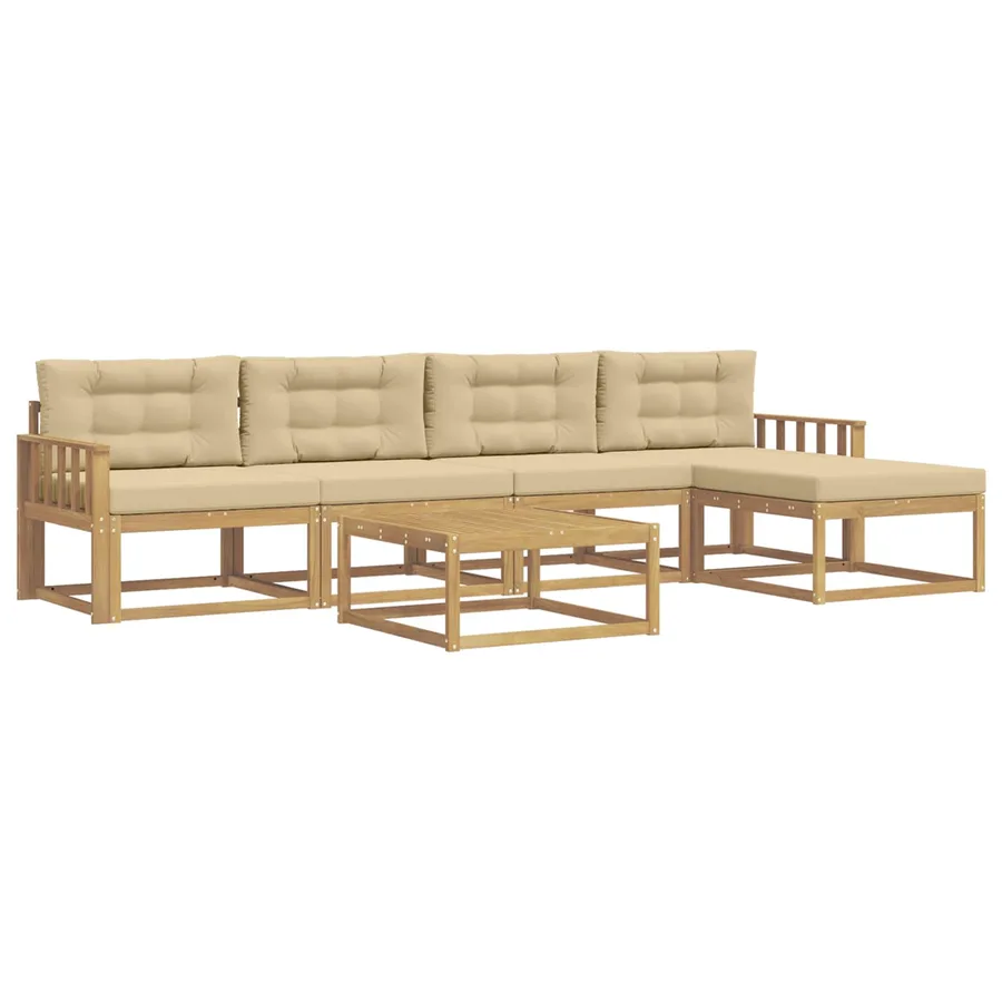Ensemble de canapés d'extérieur 6 pcs Blanc et Beige - 2