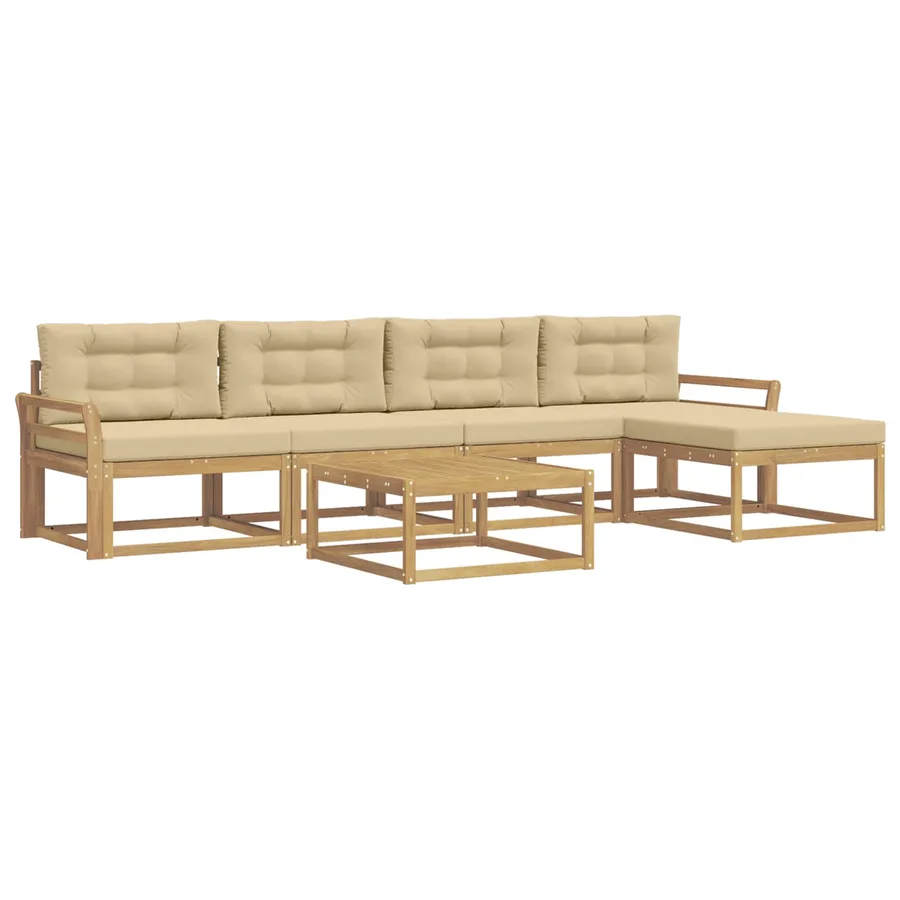 Ensemble de canapés d'extérieur 6 pcs Blanc et Beige - 2