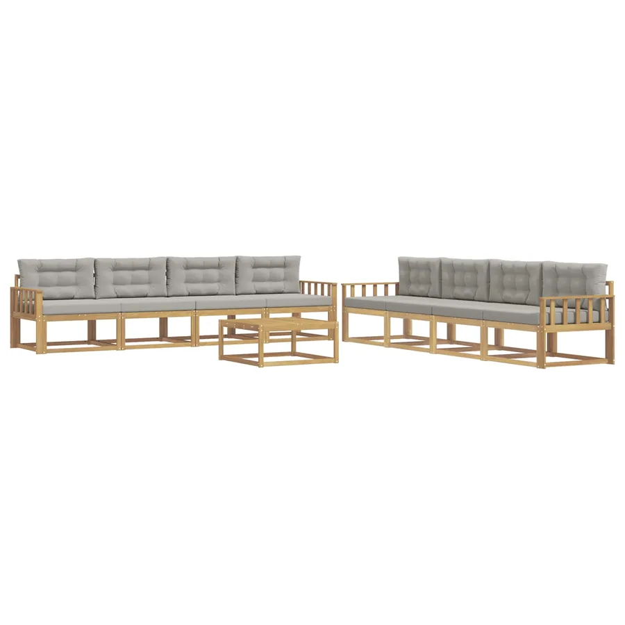 Ensemble de canapés d'extérieur 9 pcs Blanc et gris clair - 2