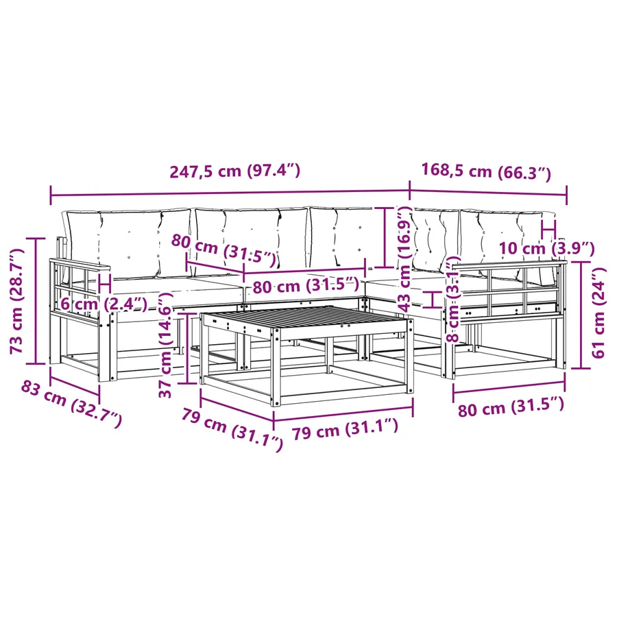 Ensemble de canapés d'extérieur 5 pcs Blanc et crème - 7