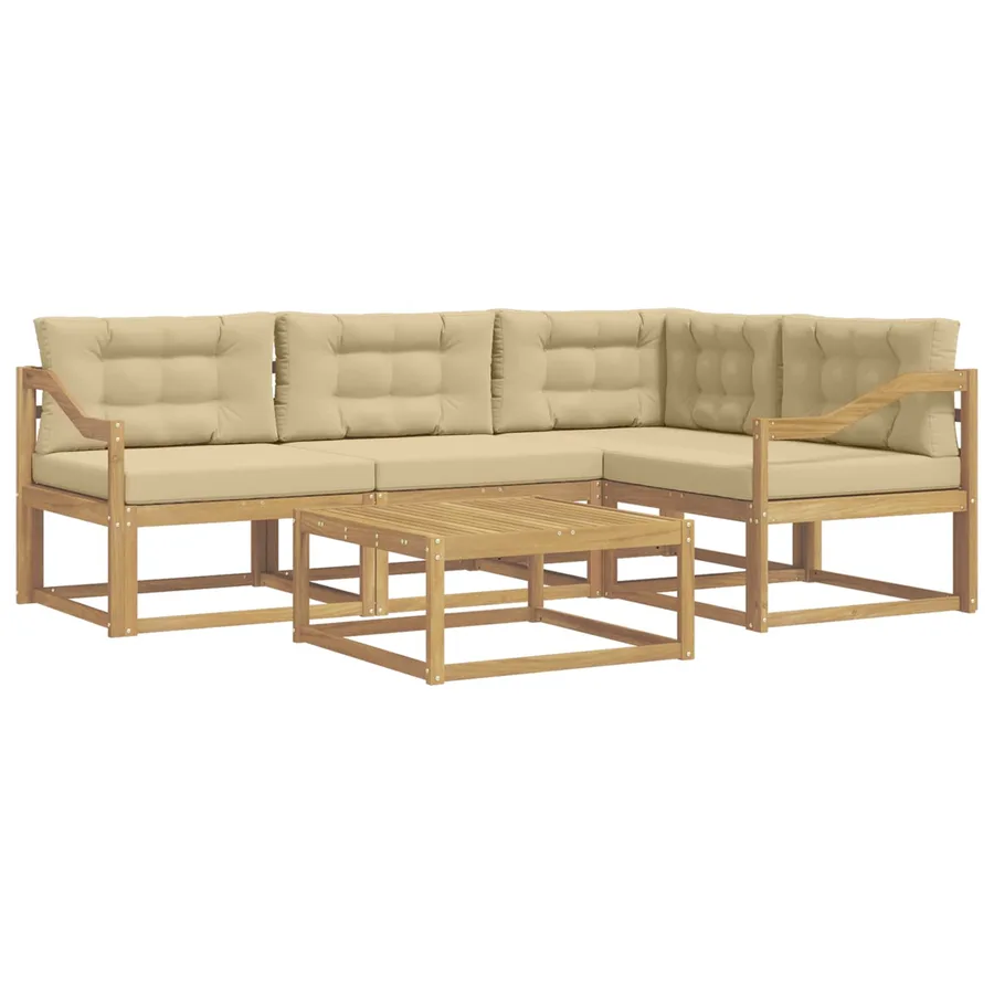 Ensemble de canapés d'extérieur 5 pcs Blanc et Beige - 2