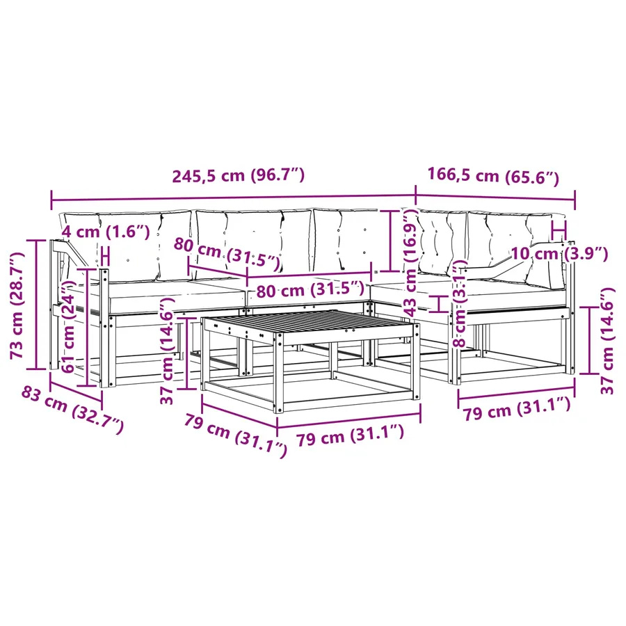 Ensemble de canapés d'extérieur 5 pcs Blanc et Beige - 7