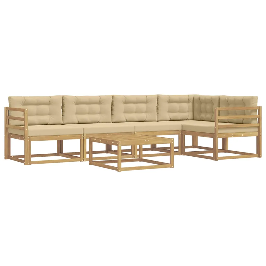 Ensemble de canapés d'extérieur 6 pcs Blanc et Beige - 2