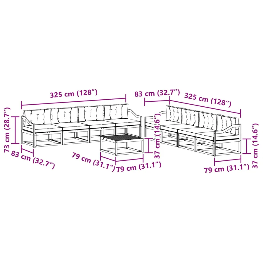 Ensemble de canapés d'extérieur 9 pcs Blanc et anthracite - 7