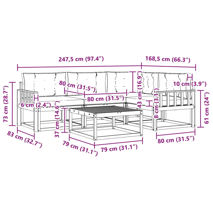 Ensemble de canapés d'extérieur 5 pcs Blanc et anthracite - 7