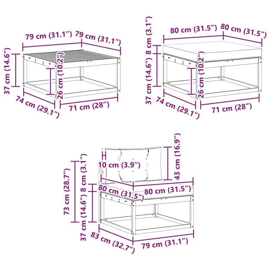 Ensemble de canapés d'extérieur 6 pcs Blanc et anthracite - 8