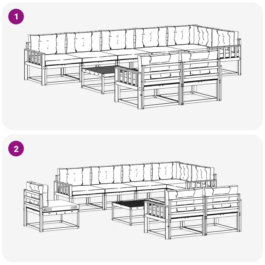 Ensemble de canapés d'extérieur 9 pcs Blanc et anthracite - 7