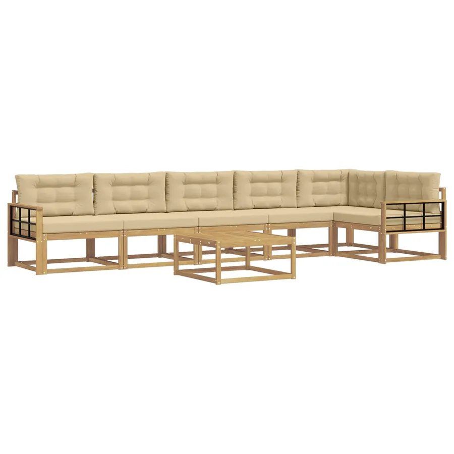 Ensemble de canapés d'extérieur 7 pcs Blanc et Beige - 2