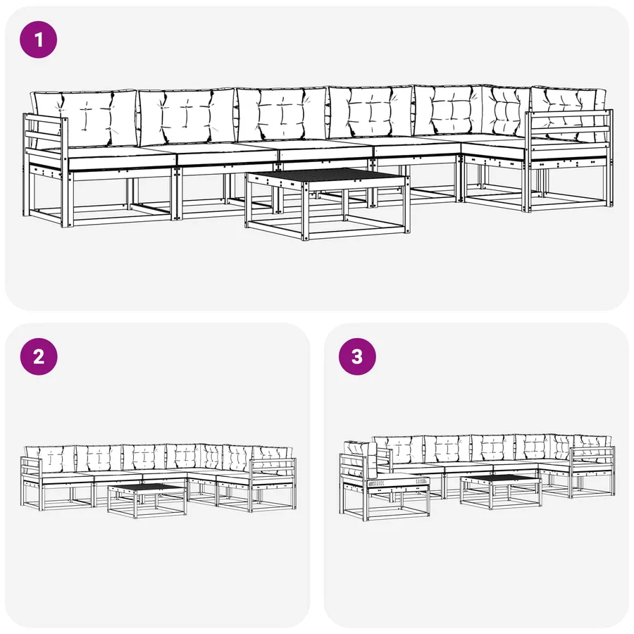 Ensemble de canapés d'extérieur 7 pcs Blanc et anthracite - 7