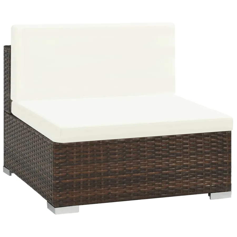 Salon de jardin 6 pcs avec coussins Résine tressée Marron - 4