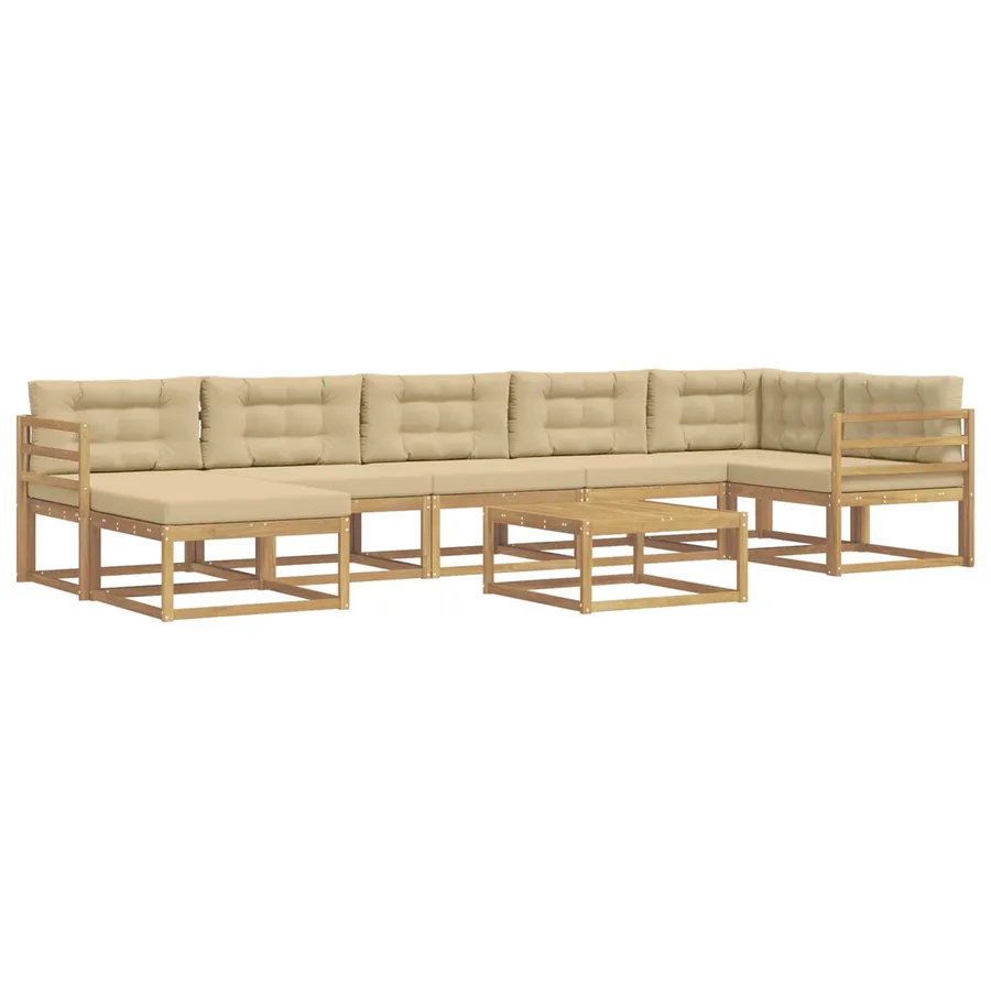 Ensemble de canapés d'extérieur 8 pcs Blanc et Beige - 2