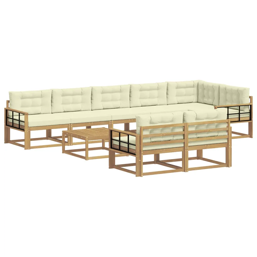 Ensemble de canapés d'extérieur 9 pcs Blanc et crème - 2