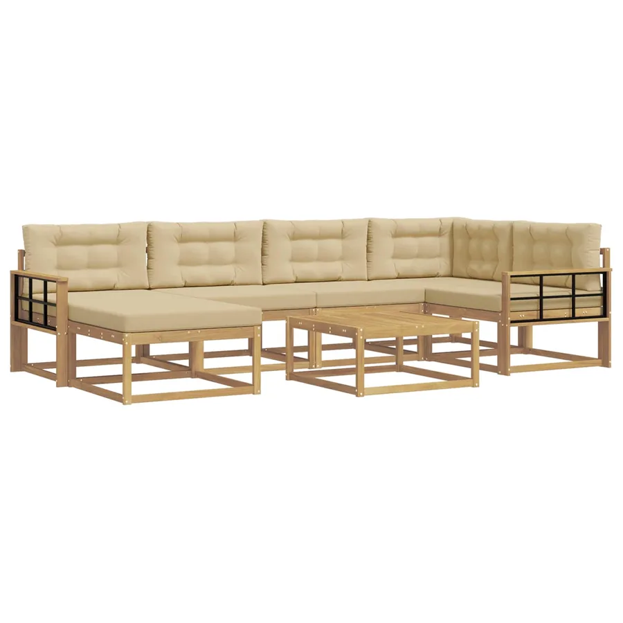 Ensemble de canapés d'extérieur 7 pcs Blanc et Beige - 2