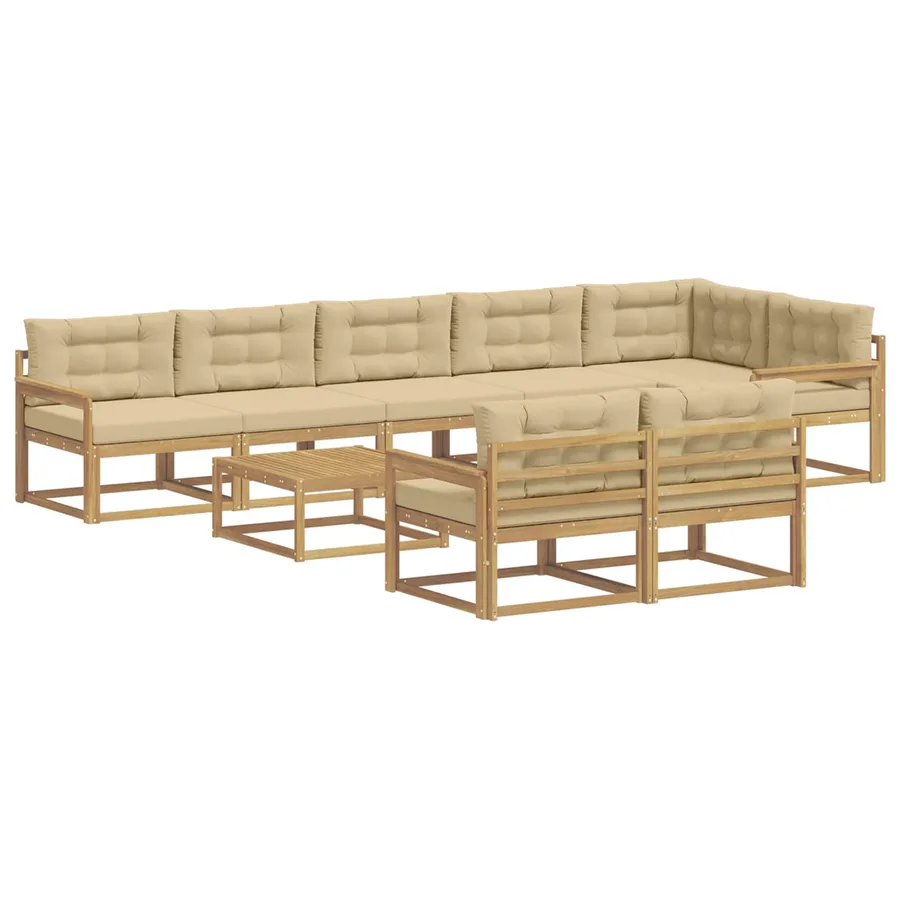 Ensemble de canapés d'extérieur 9 pcs Blanc et Beige - 2