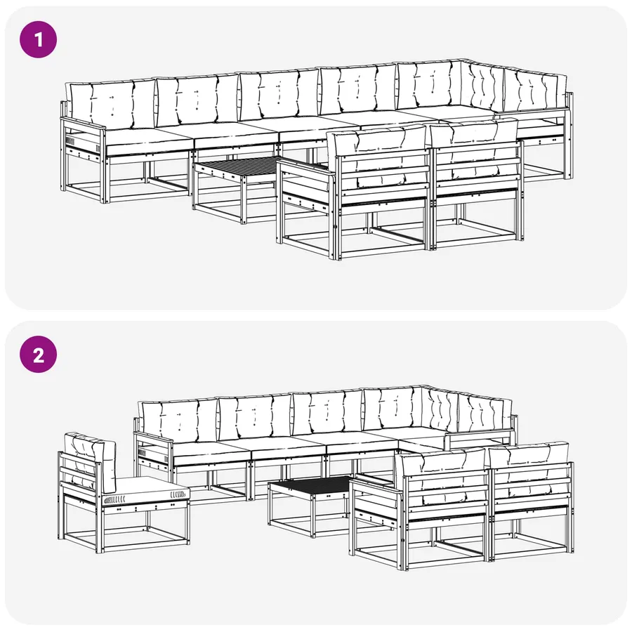 Ensemble de canapés d'extérieur 9 pcs Blanc et Beige - 7