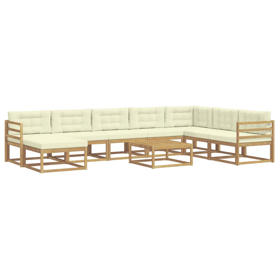 Ensemble de canapés d'extérieur 9 pcs Blanc et crème - 2