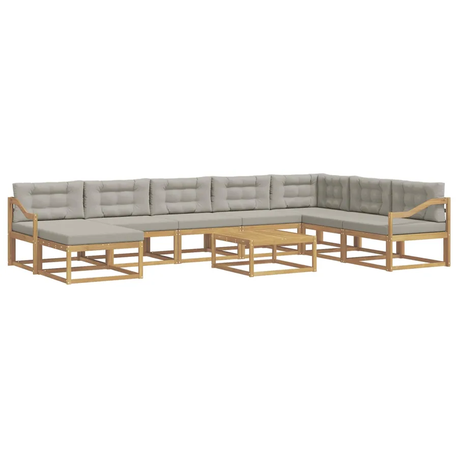 Ensemble de canapés d'extérieur 9 pcs Blanc et gris clair - 2