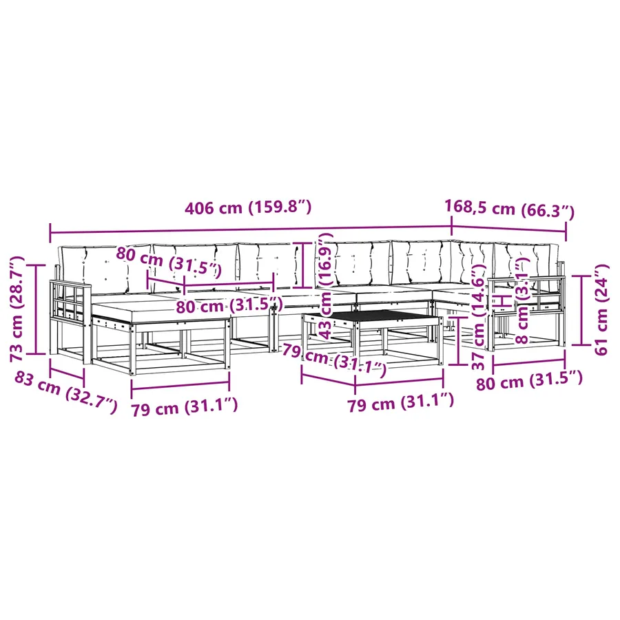 Ensemble de canapés d'extérieur 8 pcs Blanc et anthracite - 9