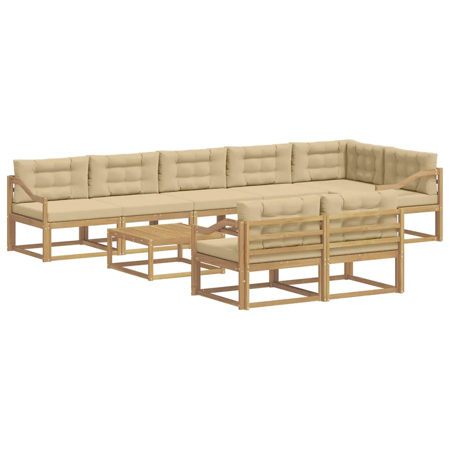 Ensemble de canapés d'extérieur 9 pcs Blanc et Beige - 2