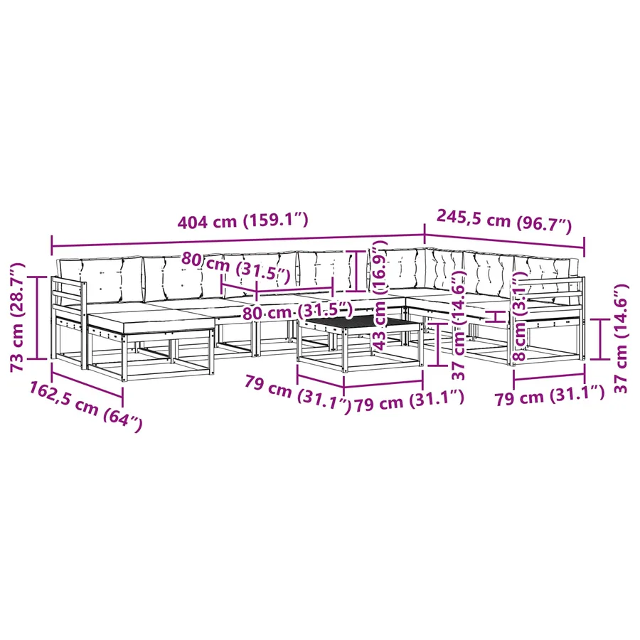 Ensemble de canapés d'extérieur 9 pcs Blanc et anthracite - 8