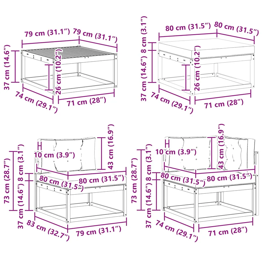 Ensemble de canapés d'extérieur 7 pcs Blanc et gris clair - 9