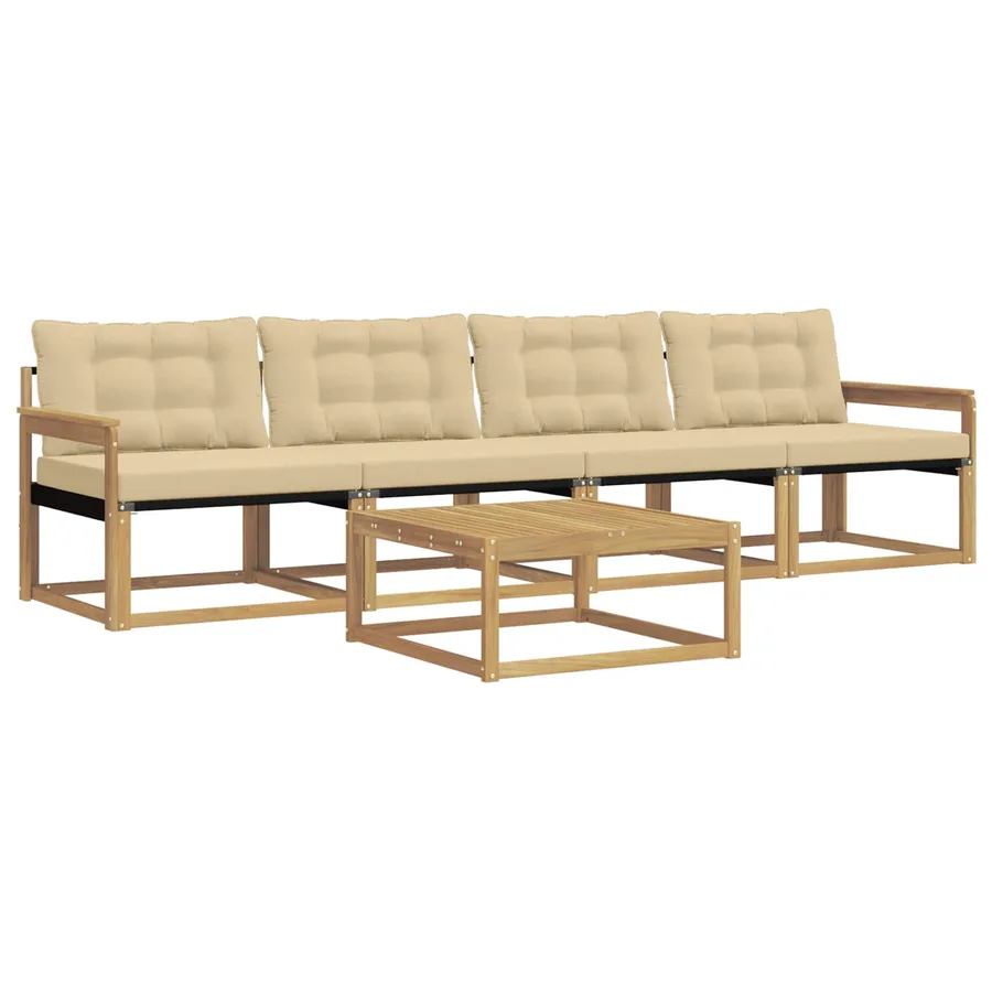 Ensemble de canapés d'extérieur 5 pcs Blanc et Beige - 2