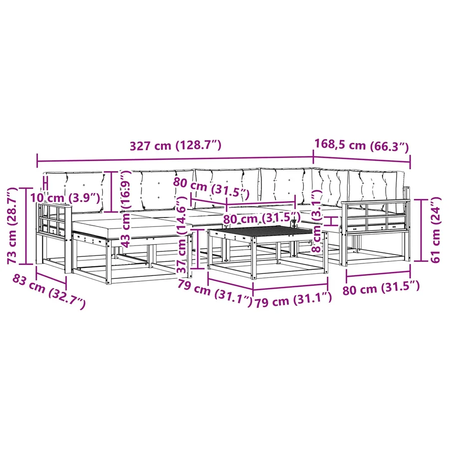 Ensemble de canapés d'extérieur 7 pcs Blanc et gris clair - 8