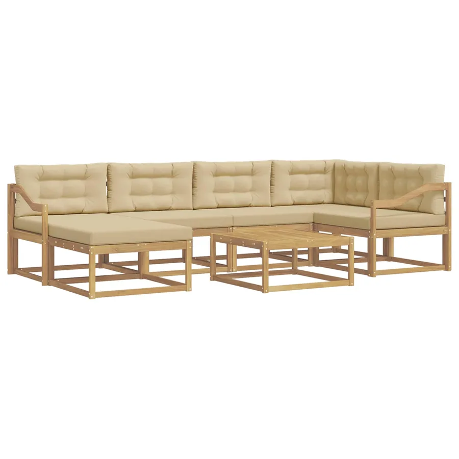 Ensemble de canapés d'extérieur 7 pcs Blanc et Beige - 2