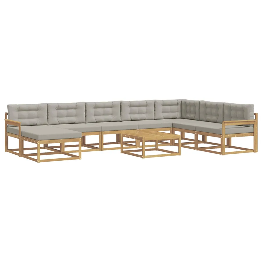 Ensemble de canapés d'extérieur 9 pcs Blanc et gris clair - 2
