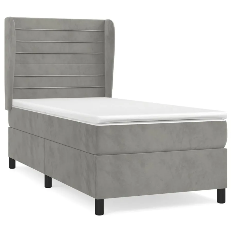 Sommier à lattes de lit et matelas Gris clair 80x200 cm Velours - 2